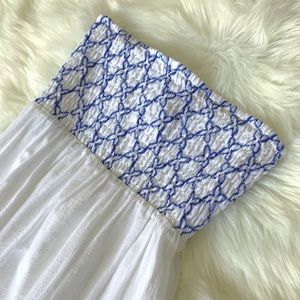 [Loft] White and Blue Maxi Dress